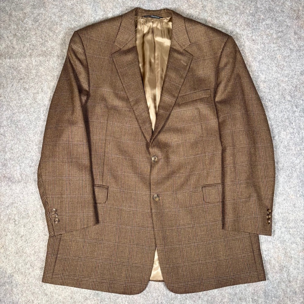 Coppley Sport Coat Mens 48XT Brown Wool Glen Plaid Blazer Bocelli 2111 Sportcoat